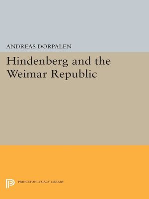 cover image of Hindenberg and the Weimar Republic